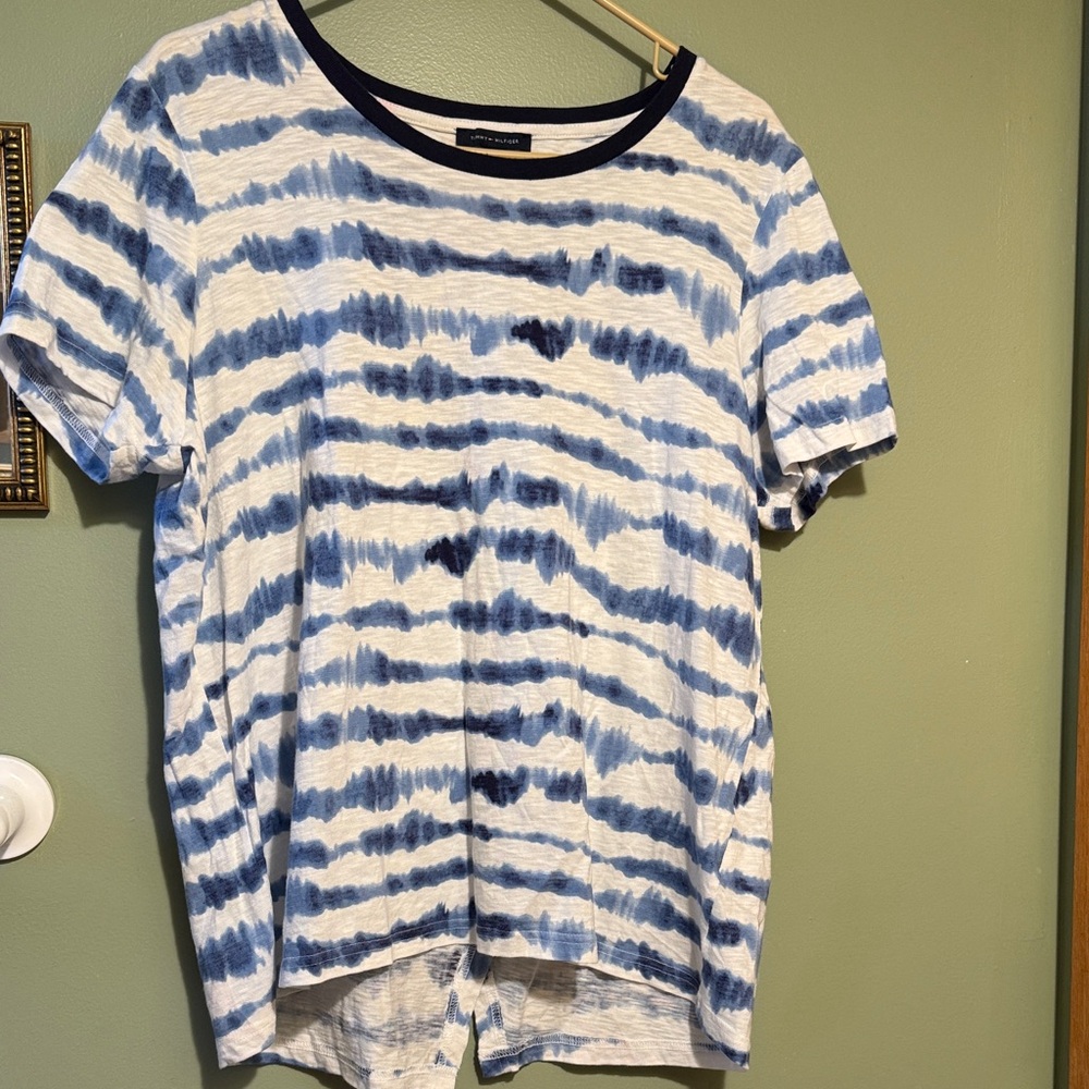 Tommy Hilfiger Navy and White Tie-Dye Tee